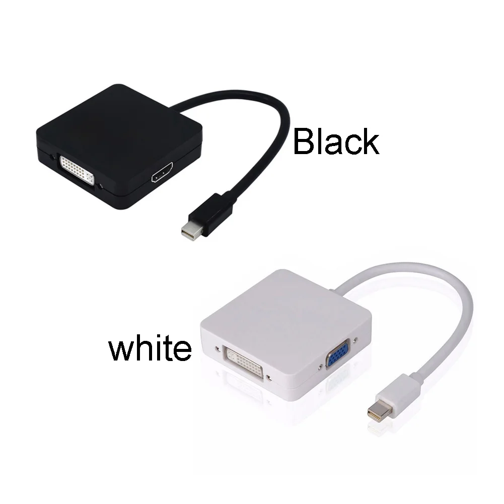 3 в 1 DP к DVI VGA HDMI Mini display port двухрежимный 2 цвета Кабель адаптер черный/белый для MacBook|