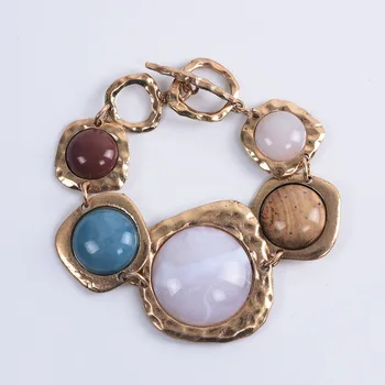 

Boho large irregular color stone bracelet for women metal Accessories friends gift 2020 new hit trend jewellery initial bracelet