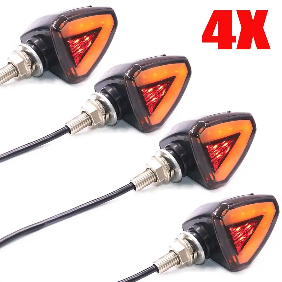 Мотоцикл светодиодный указатель поворота огни DC 12V Универсальный красный и желтый мигалка лампа пробой света дальнего света E11 - Цвет: 4pcs