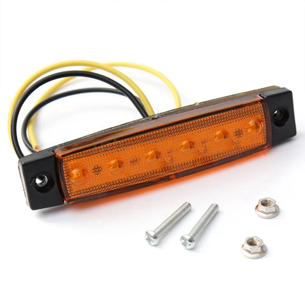 

Car Accessories Yellow 24V 6 LED Side Marker Indicators Lights Lamp For Bus Truck Trailer