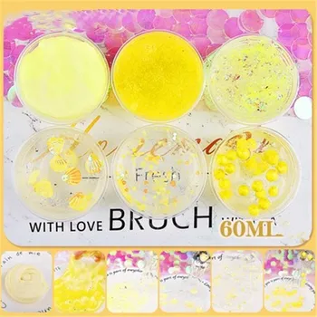

6CPS Fluffy Slime Polymer Clay Super Light Soft Cotton Charms for Slime Kit Antistress Toys Pink Purple Yellow Color