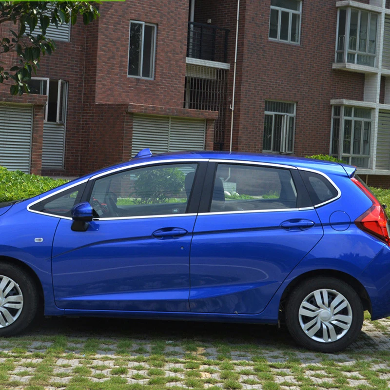 14 шт., наклейка на колонну для автомобиля Honda Fit Jazz GK-, накладка на окно, наружное украшение кузова, хромированный аксессуар