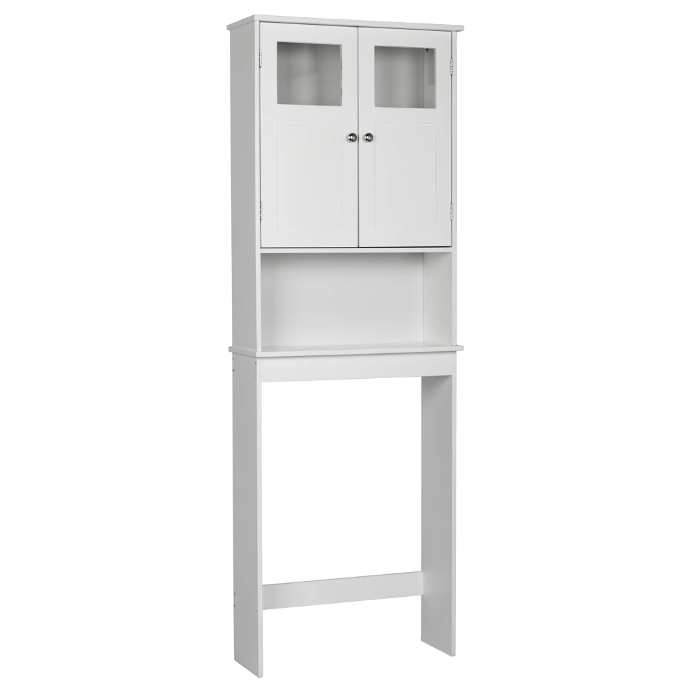 

MDF White Bathroom Cabinet Storage with Double Doors & Vanity Shelf Wall Mounted Toillete Cabinet Home Bedroom Furniture - US