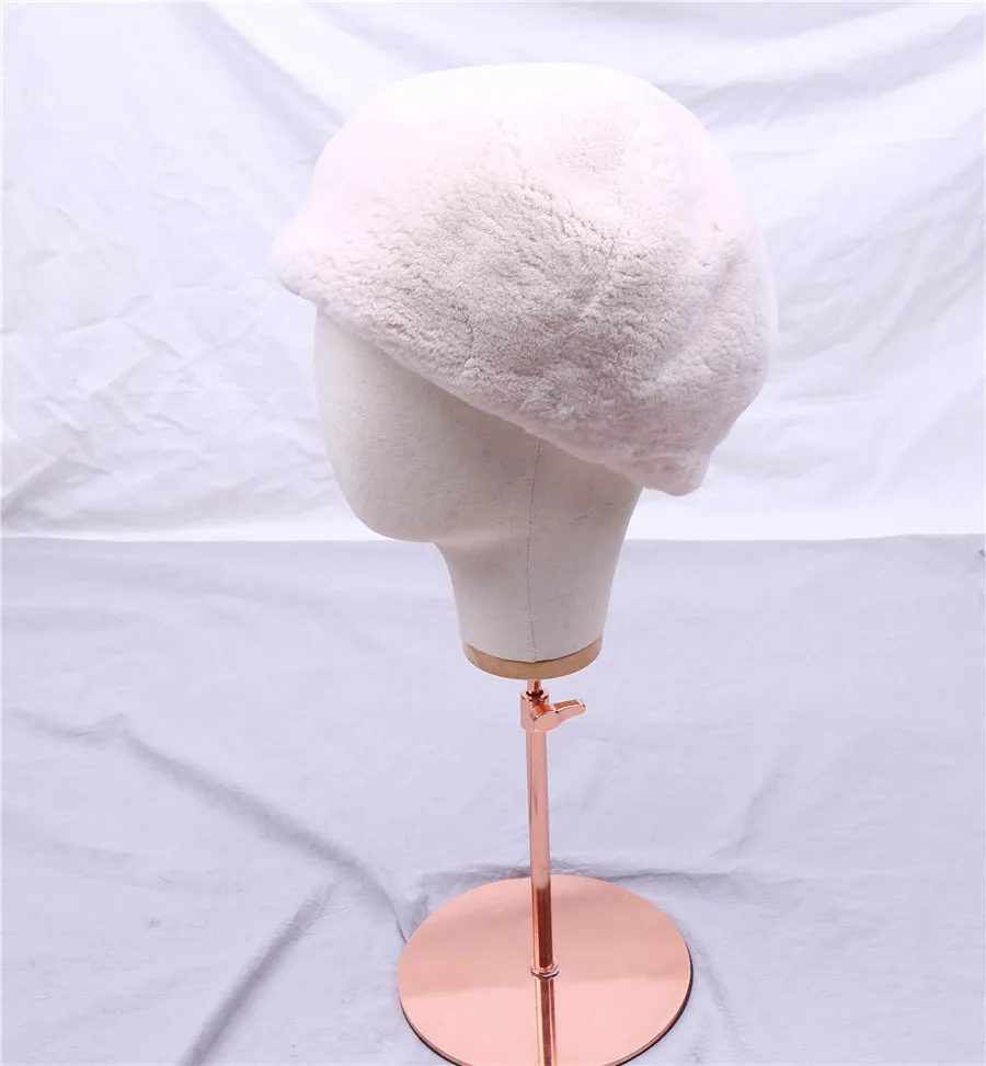 Берет художника на открытом воздухе настоящий Рекс Кролик женские роскошные шапки осень зима сплошной цвет мода берет в стиле винтаж lepord - Цвет: Beige