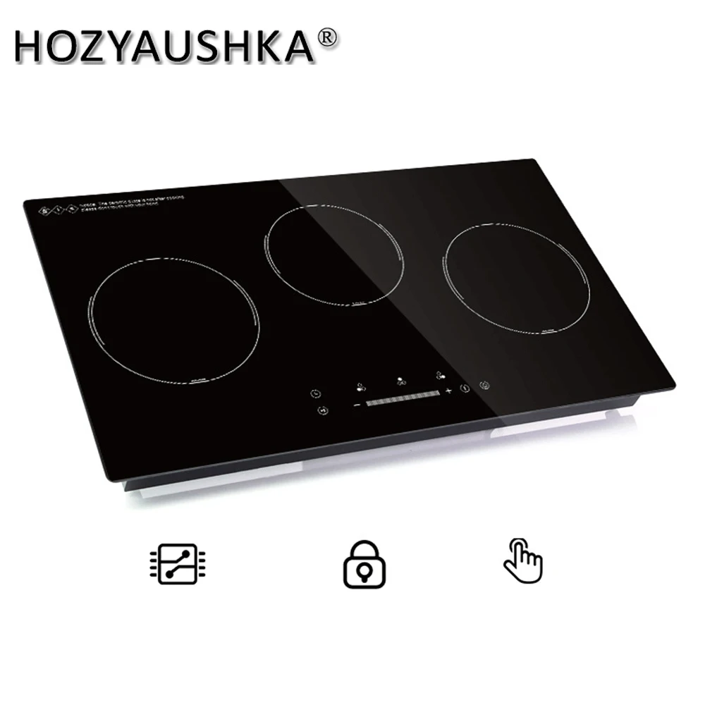 HOZYAUSHKA high-power, multi-function, touch control 3-head induction cooker