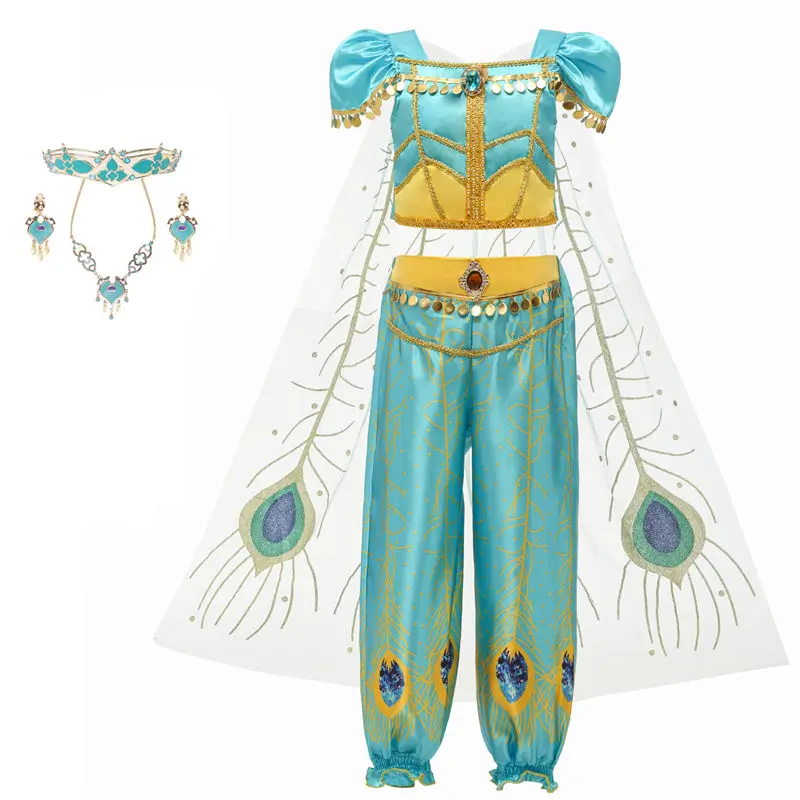 JasmineC DAYLEBABY/костюм принцессы жасмин Аладдина Alibaba Genie Story Book Week для девочек; маскарадное нарядное платье для девочек; подарок - Цвет: JasmineC