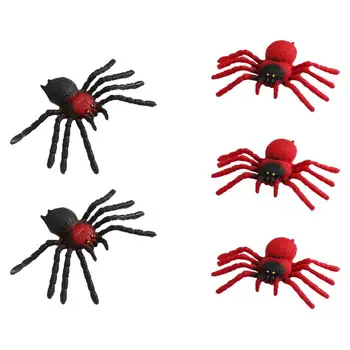 

5 PCS Scary Lifelike Simulation Super Stretchy Spider Model Toys Trick Props TPR Spider Toys Prank Gadgets for Halloween Use