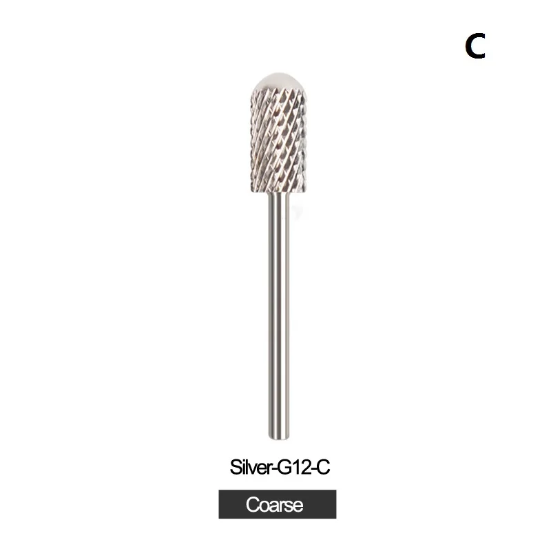 Silver-G12-C 1 шт. твердосплавные сверла для ногтей, фреза для маникюрного станка, аксессуары для маникюрного сверла, фреза, маникюрная мельница, фрезы для маникюра - Цвет: Silver-G12-C