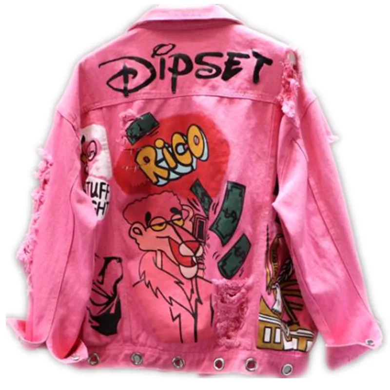 Новая желтая розовая джинсовая куртка новая весенне осенняя женская с принтом