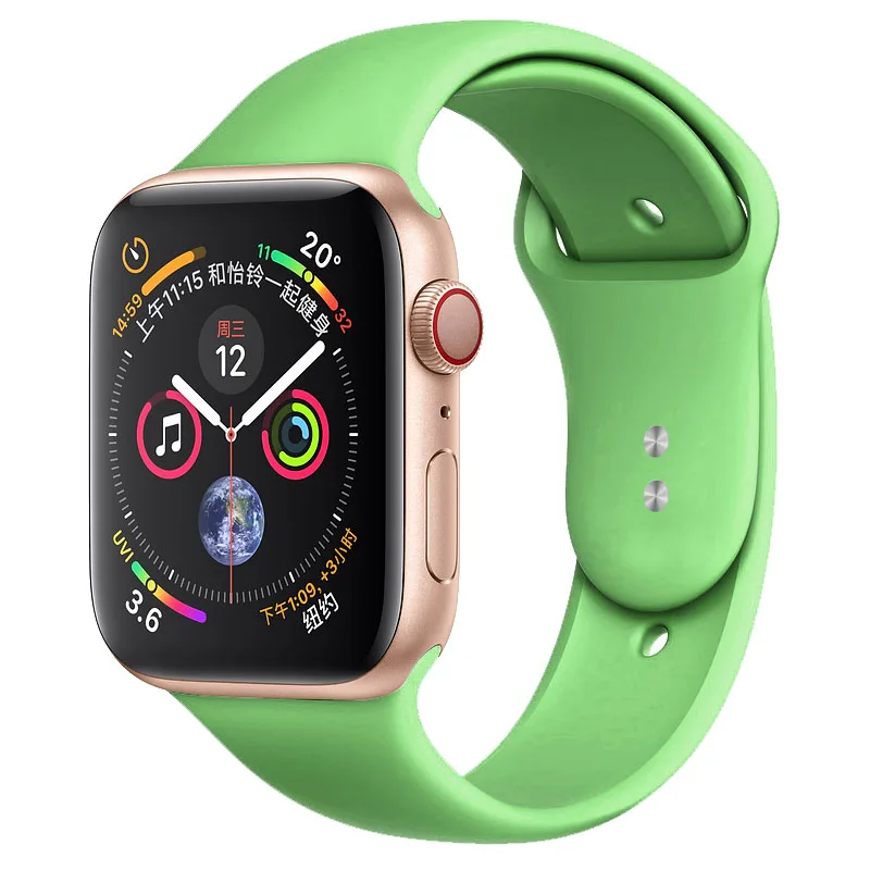 Силиконовый ремешок для Apple watch band 4 3 44 мм 40 мм iwatch band correa 42 мм 38 мм браслет для Apple watch 4 3 2 аксессуары - Цвет ремешка: Green