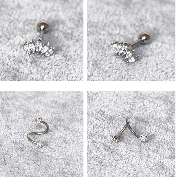 50pcs Body Jewelry Piercing- Mix Styles Ear Helix Bar Ear Ring Cartilage Tragus Lobe Diath Rings Upper Studs NEW