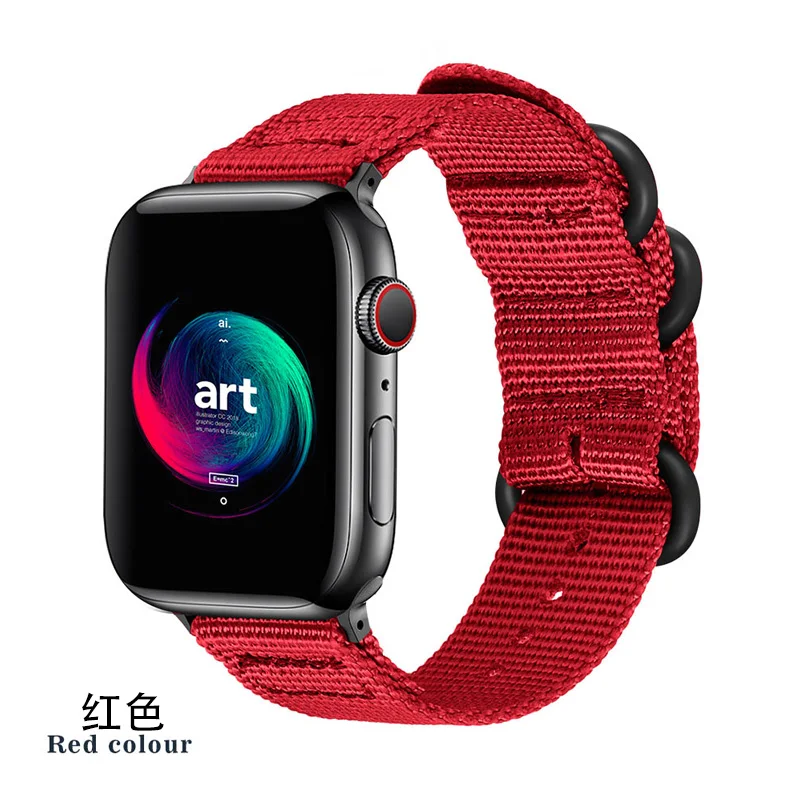 red Нейлоновые ремни для Apple Watch 4 44 мм 42 мм ремешок 38 мм ремешки для Apple Watch Band 40 мм браслет для iWatch Series 5 4 3 2 1 - Цвет ремешка: red