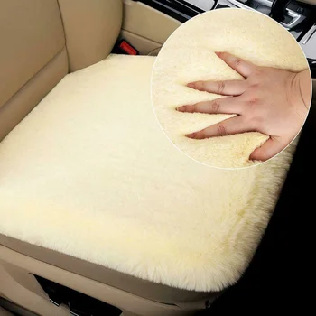 

1pc Car Seat Cushion Cover Winter Premium Sheepskin Soft Warm Breathable Wool 46x46cm Universal Cushion Cover decoration Parts