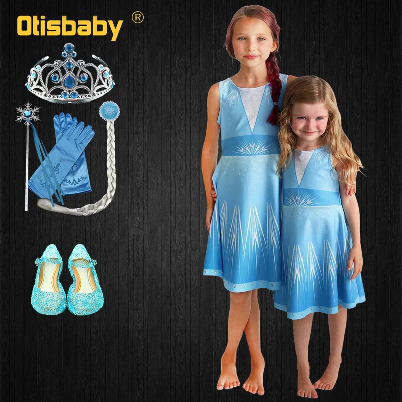 Эльза 2 младенческой Платье Эльзы для девочек на Хэллоуин платье принцессы Анны, костюм для мальчиков и девочек детская светильник синий Повседневный жилет платье для малышей Fantasia Infantil
