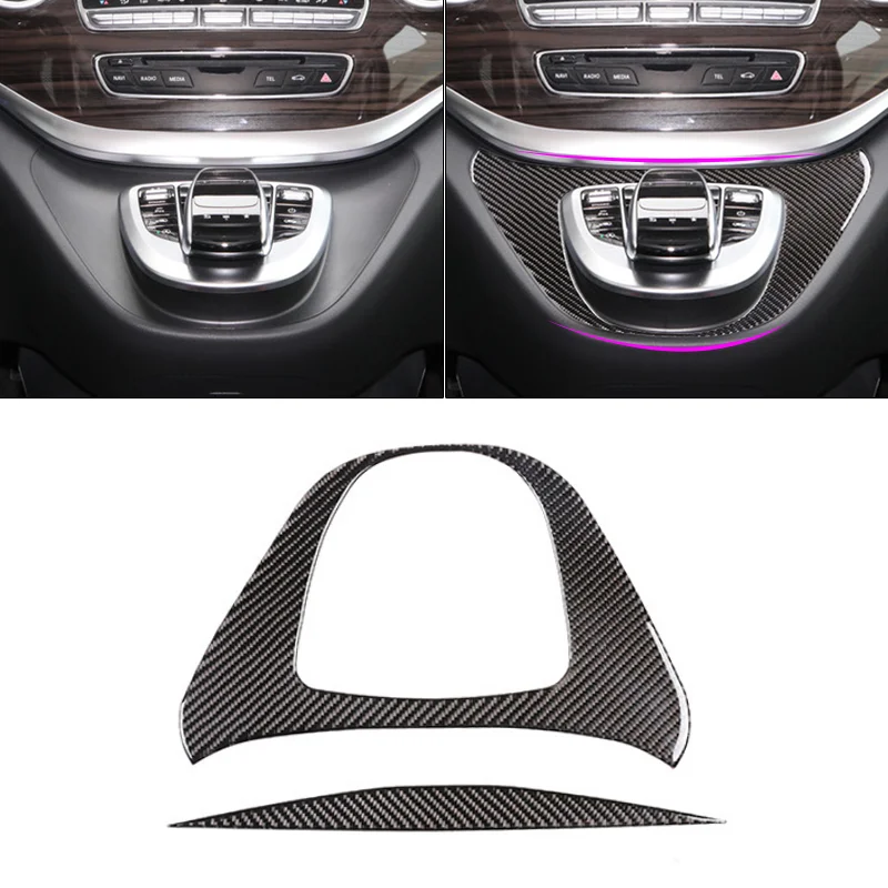 

For Mercedes-Benz V-Class 2015-2020 Carbon Fiber Car Center Console Gear Shift Multimedia Panel Cover Trim car Accessories