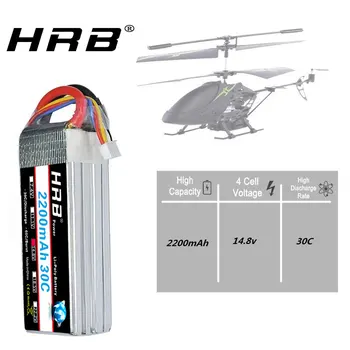 

HRB lipo 4S 14.8v 2200mah Lipo Battery 30C with xt60-t Deans T plug for RC Car Helicopter Boat Quadcopter tanks Drones Airplane