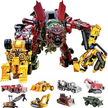 AOYI Cool 8 IN 1 Oversize Devastator Transformation Toys Boy Anime Hook Action Figures Robot Car Engineering Vehicle Model Kids 1