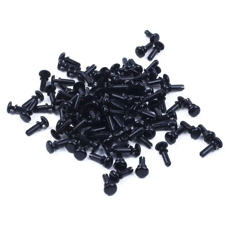 

100 Pcs Black Nylon 3.0mm Bottom Dia Push Clips Rivets Fasteners R3080