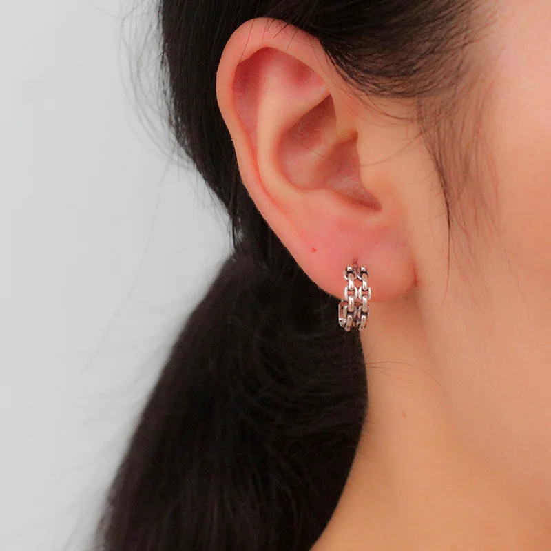 Trusta,, 925 пробы, тайская Серебряная цепочка, обруч, геометрические серьги для ушей, клипсы, серьги для женщин, девушек, серьги в стиле пирсинга, ювелирные изделия DA33