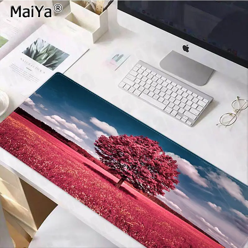 Игровой коврик для мыши Maiya Landscape Tree из натурального каучука, Настольный коврик, версия скорости/управления, большой игровой коврик для мыши