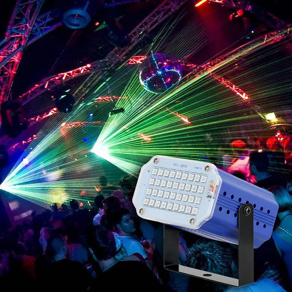 DJ Диско Музыка вечерние 36 светодиодный звуковой активированный лазерный проектор стробоскоп флэш-светильник Lumiere RGB белый сценический светильник ing Effect лампа