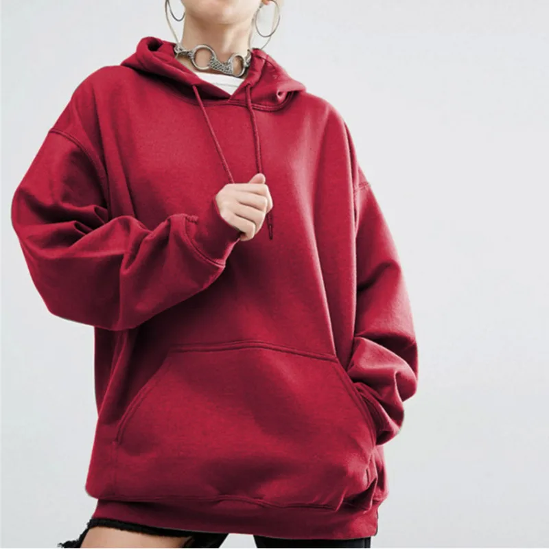 2019 Women Streetwear Tie Collar Sweatshirt Hoodies Black Grey Red Solid Women Pullover Sweatsuit