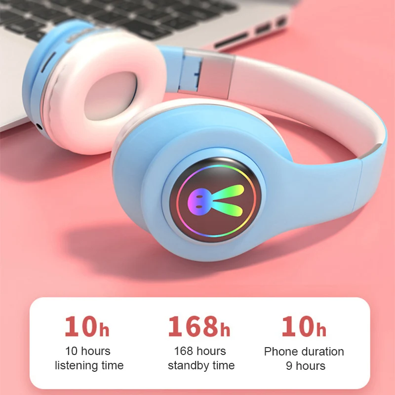 Kids LED Gaming Headphone Stereo Bluetooth 5 0 Earphone Play 10 Hours HIFI Flash Headsets Support TF Card 3 5mm Plug With Mic