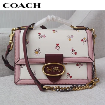 

COACH Flower Riley Top Handle Shoulder Bags Leather Canvas Female Luxury Bags Adjustable Chain Crossbody Bags For Women 2508