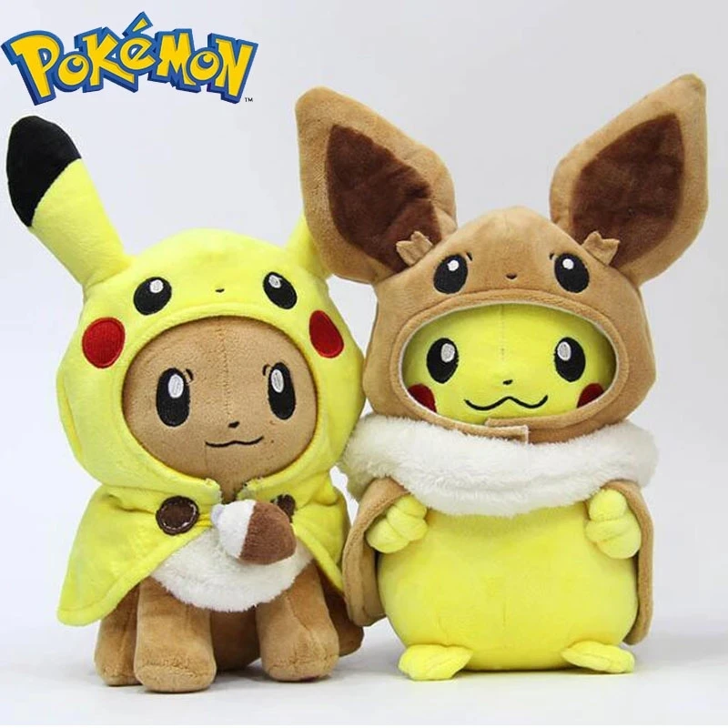 TAKARA TOMY Покемон Плюшевая игрушка Пикачу Косплэй Иви плюшевые куклы накидка с