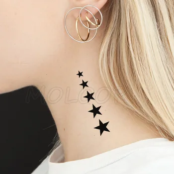 

Waterproof Temporary Tattoo Stickers Neck Ankle Pentagram Tattoo Small Size Tatto Flash Tatoo Fake Tattoos for Man Girl Women