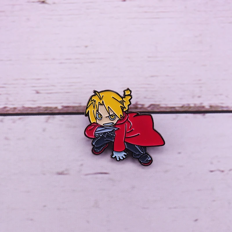 Цельнометаллический Алхимик эмаль Эдвард Элрик Чиби Эмаль Булавка Hiromu