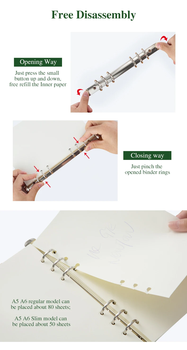metal rosa ouro binder anéis mecanismo para notebooks preto prata clipe planejador acessórios