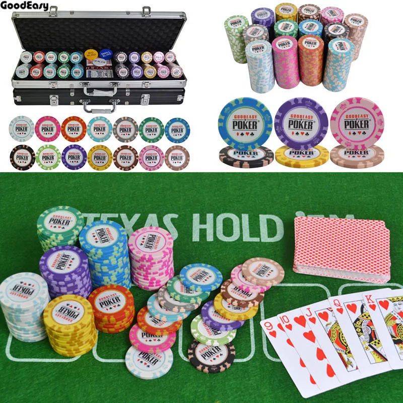 

100/200/300/400/500PCS/Set Casino Crown POKER Poker Chips Set Texas Hold'em Baccarat Chips With Aluminum Suitcase & Table Cloth