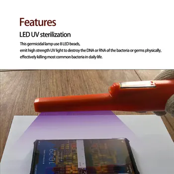 

Non-Slip Handle LED Ultraviolet Sterilization Lamp Portable Disinfection Light Handheld UV Germicidal Lamp