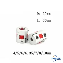 

High quality 1PCS Flexible plum clamp coupler D20 L30 shaft size CNC Jaw shaft coupling 4/5/6/6.35/7/8/10mm 5mm 8mm D20L30