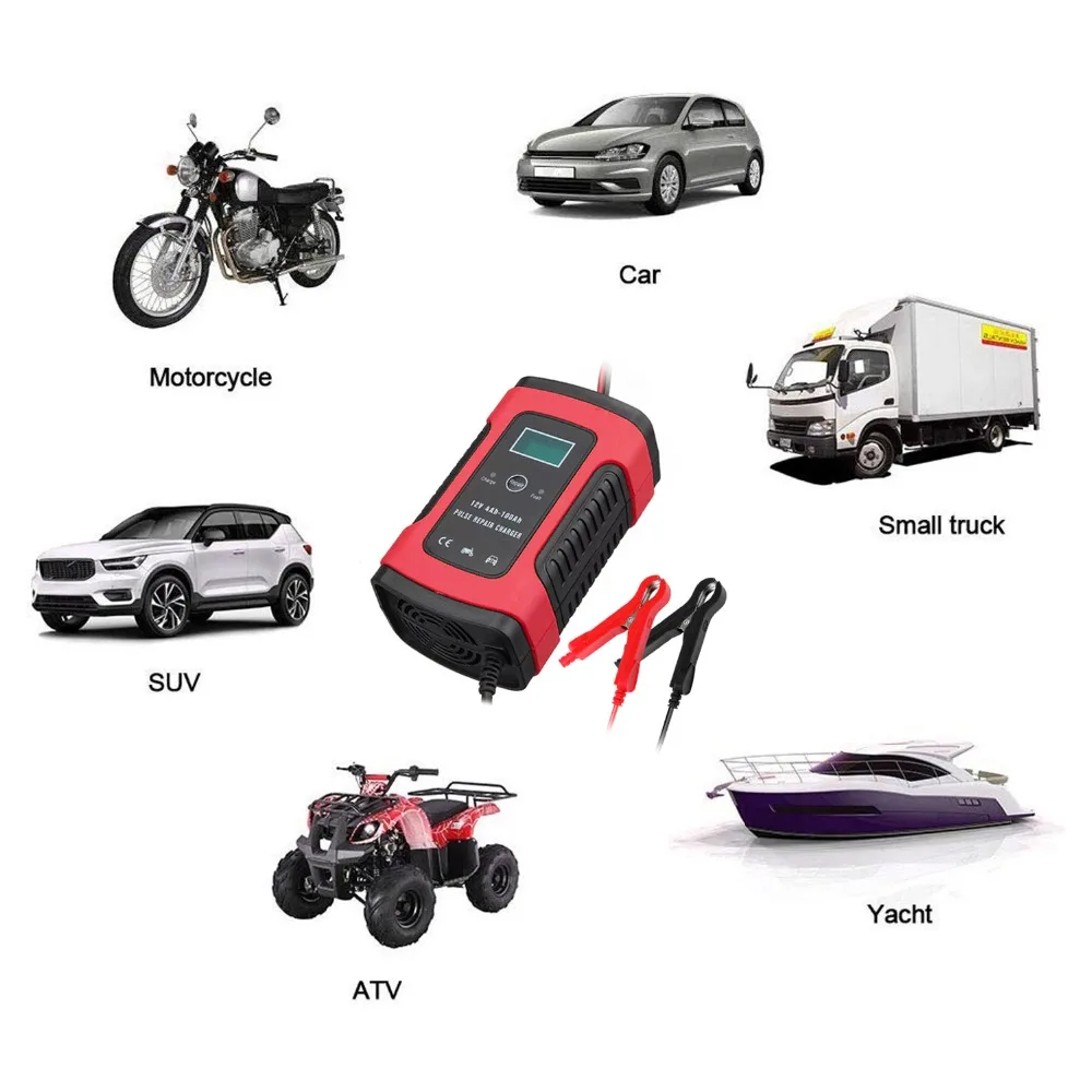 12V 6A полностью автоматическое автомобильное зарядное устройство для ремонта импульсов питания зарядное устройство s влажное сухое свинцово-Кислотное зарядное устройство s цифровой ЖК-дисплей