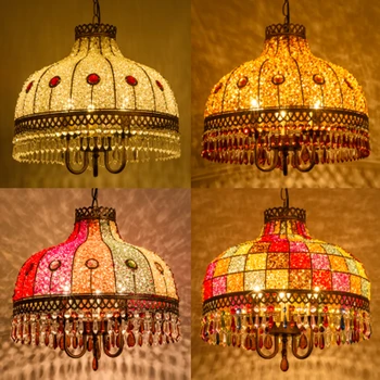 

American restaurant chandelier hotel bar counter lamp bohemian home bedroom room warm living room crystal lamp