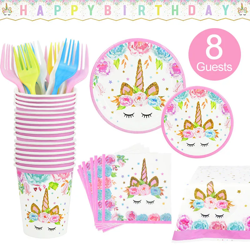 Rainbow Unicorn Birthday Party Decoration Disposable Tableware Set Unicorn Balloon Girl Baby Shower Kids Birthday Party Supplies Rainbow Unicorn Birthday Party Decoration Disposable Tableware Set Unicorn Balloon Girl Baby Shower Kids Birthday Party Supplies