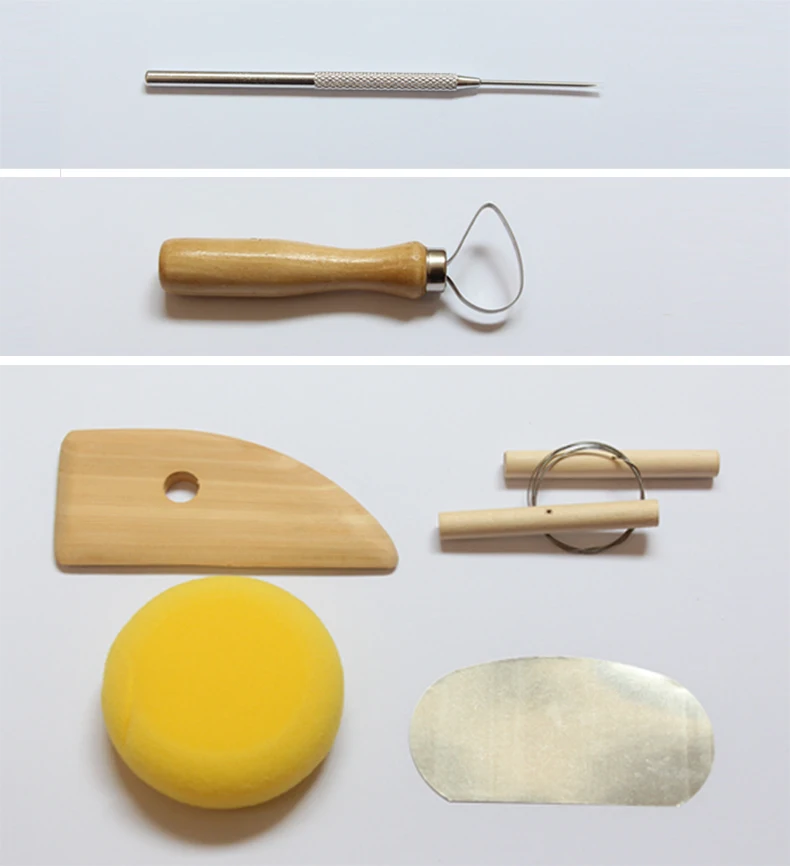 Set of 8 pieces of wooden pottery tools Pottery tools Sludge tools Soft clay tools Sets Oil trowels