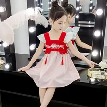 Летние Детские платья для девочек, китайский традиционный костюм чонсам, детская одежда для девочек, Hanfu, платье с короткими рукавами для младенцев