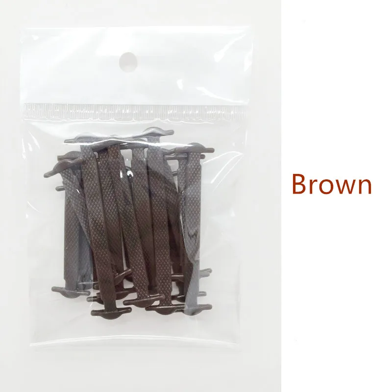 brown 16 шт./лот, силиконовые шнурки, эластичные шнурки для обуви, для мужчин и женщин, шнуровка, резиновая, 13 цветов, Zapatillas xd01 - Цвет: brown