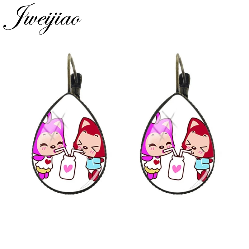 JWEIJIAO милые серьги для девочки мультфильм фото слеза капли воды уха клип серьги античный бронзовый очаровательный дети ювелирные изделия подарок AL25