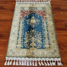 2,5 'x4' Классический шелковый ковер ручной работы с цветами Синий Шелковый ковер ручной работы