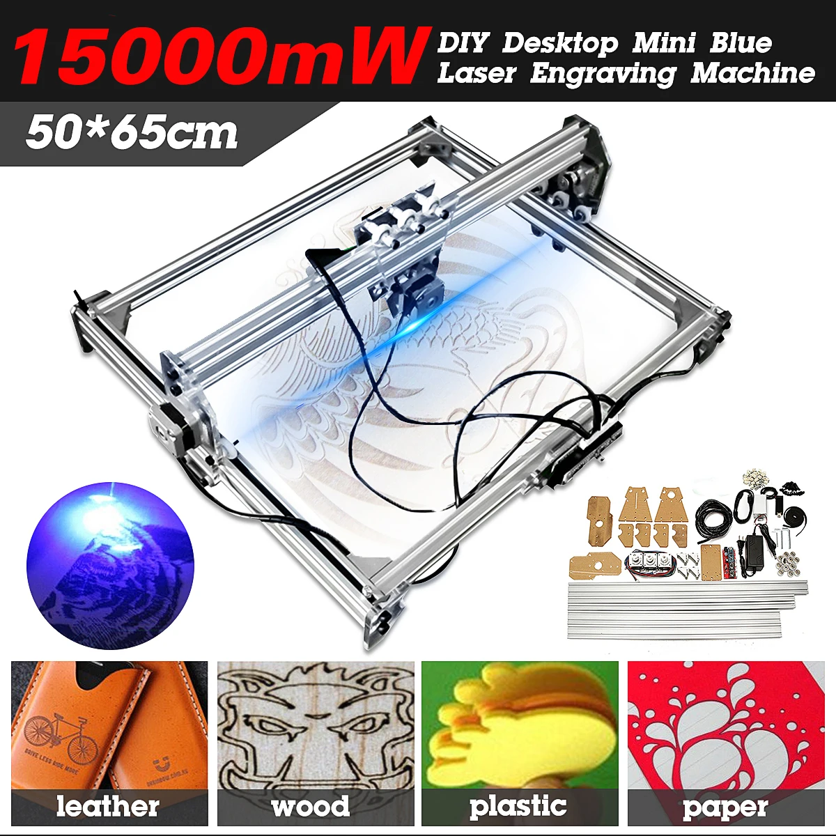 15 W/3000 mw 50*65cm CNC Laser Engraver Gravur Maschine für Metall/Holz Router/ DIY Cutter 2 Achsen Engraver Desktop Cutter + Laser 15 W/3000 mw 50*65cm CNC Laser Engraver Gravur Maschine für Metall/Holz Router/ DIY Cutter 2 Achsen Engraver Desktop Cutter + Laser