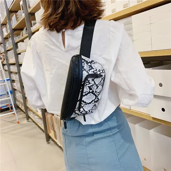 

2019 new fashion python snake pattern oblique straddle lady backpacks