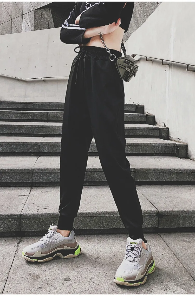 BIVIGAOS New INS Trendy Fashion White Stripe Sports Pants Joggers Women Sweatpants Spring Autumn Slimming Casual Harem Pants