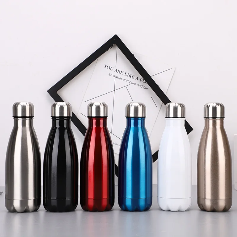 

New Style Double Layer 304 Stainless Steel Coke Bottle Solid Color Cola Cup Insulated Cup Creative Cup Customizable