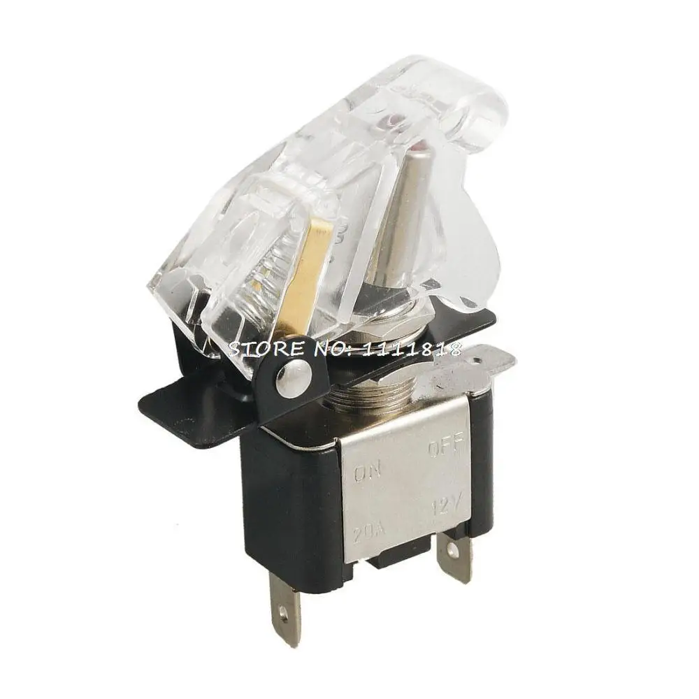 

Car Boat 20A 12V SPST 2 Position Toggle Switch w Clear Plastic Flip Cover