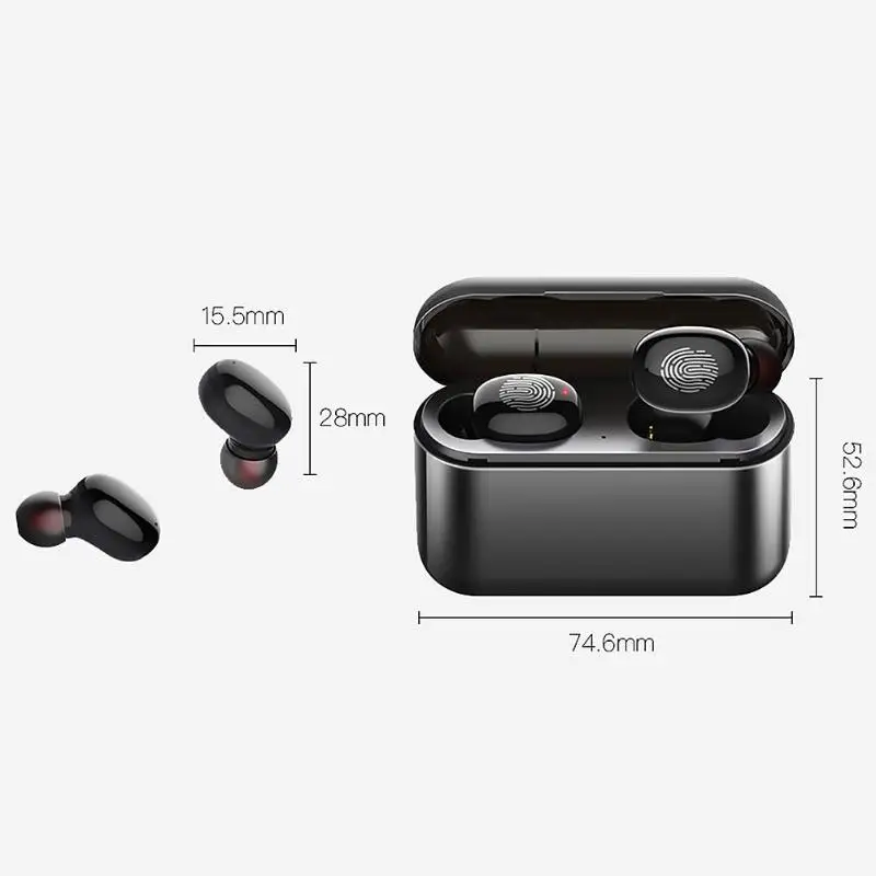 A2 Bluetooth 5,0 настоящие беспроводные стерео наушники Спортивная гарнитура с зарядным устройством частотный диапазон 20-20 кмгц - Цвет: 1500mAh A