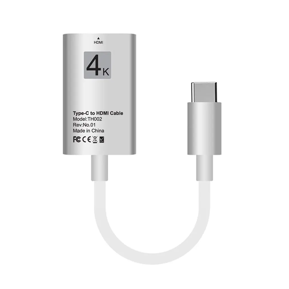 Silver Адаптер type-C 3,1 на Hdmi 4K* 2K Hdtv для samsung Galaxy S9/S8 Macbook Pro поддерживает синхронную передачу голосового видео изображения - Цвет: Silver